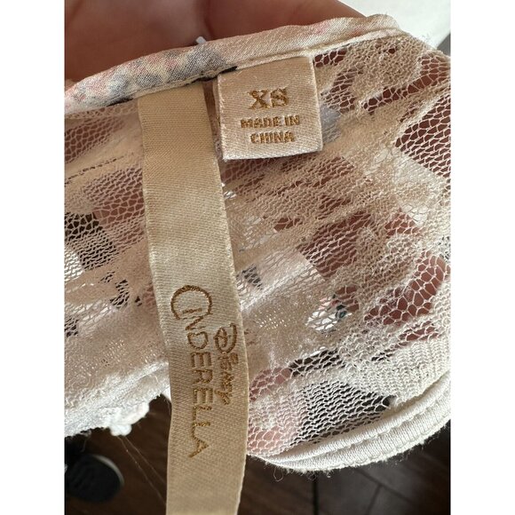 Disney Cinderella White Hi Lo‎ Semi Sheer Butterflies Dress Ruffle Princess XS - Picture 10 of 12